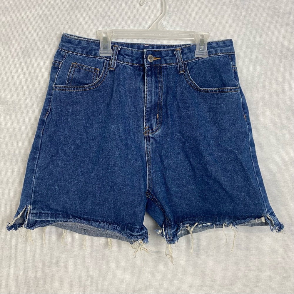 SHEIN Shorts Women's Large Blue Denim Cut Off Short Frayed Hem